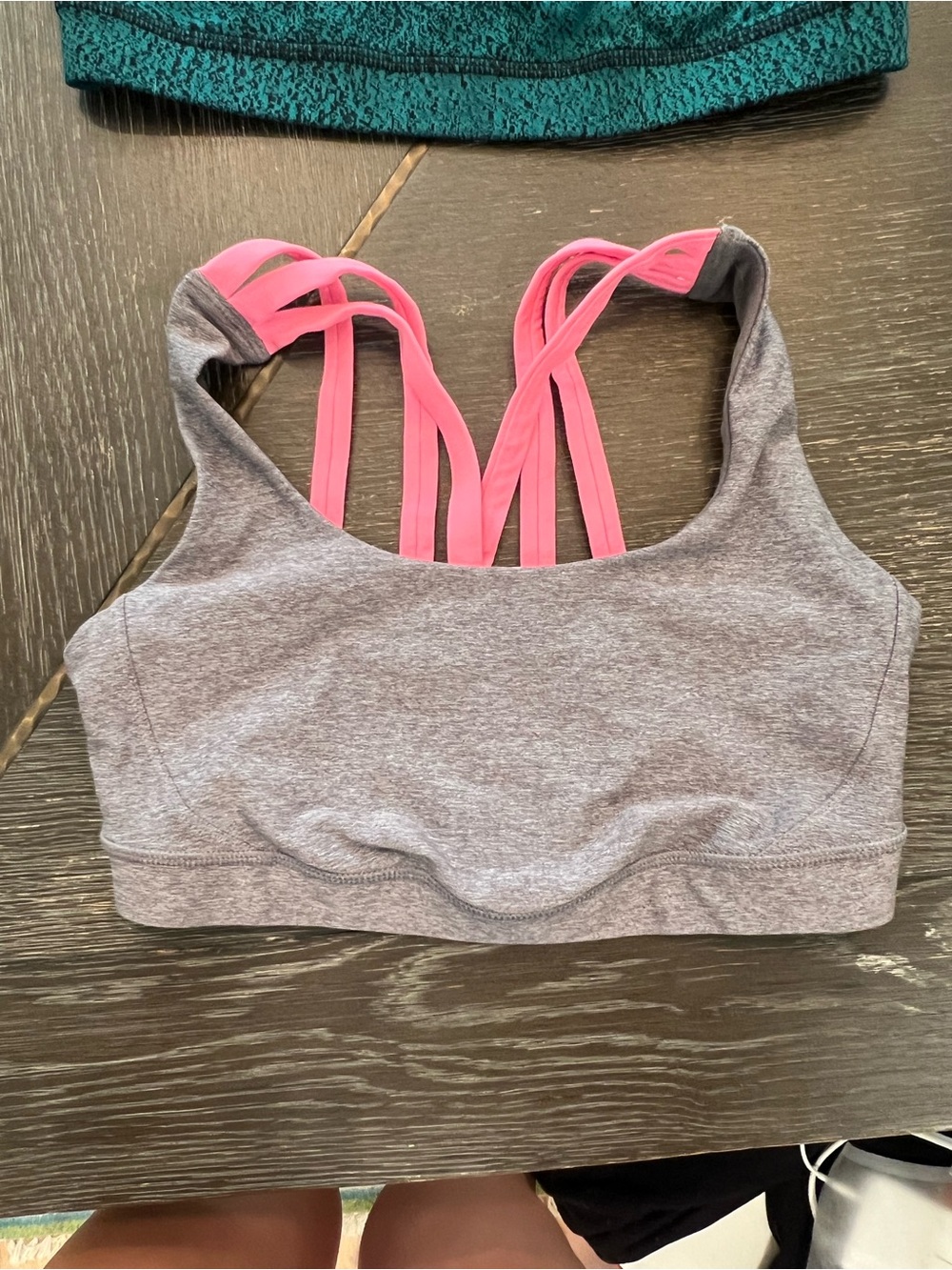 Lululemon Grey Sports Bra with Pink Strappy Back without padding